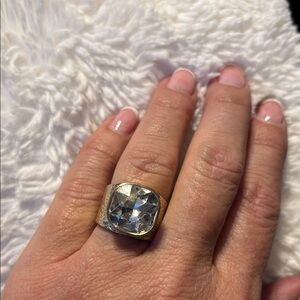 Gold and Crystal Ring Sz 8